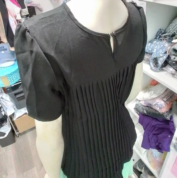 Women's Blouse Hi-Lo Hem Pleated Top NEW - Picture 17 of 17